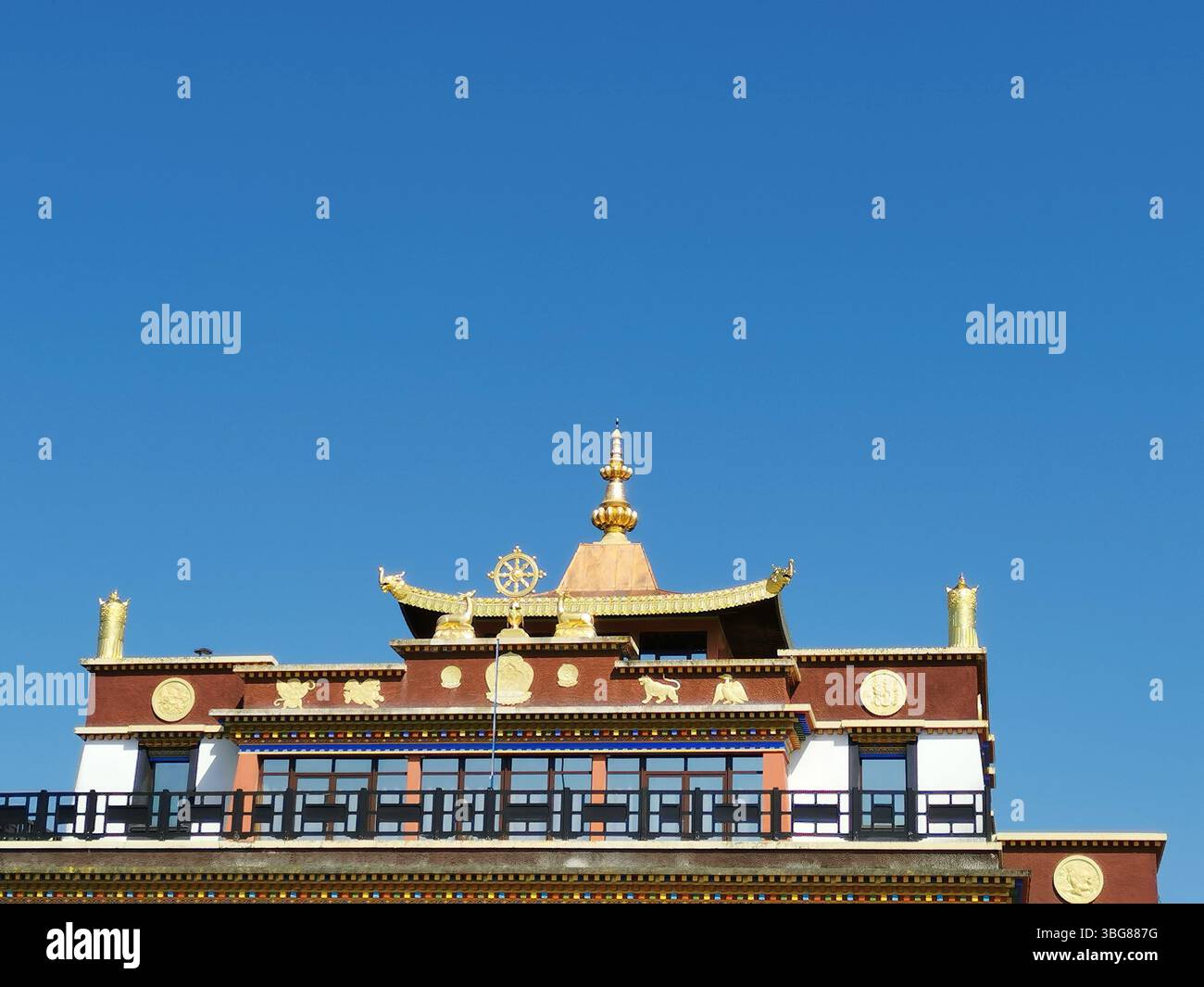 Dhagpo Kundreul Ling, a Buddhist temple in Combrailles, Biollet, Puy de Dome, Auvergne Rhone Alpes, France - Smartphone Captured Stock Image