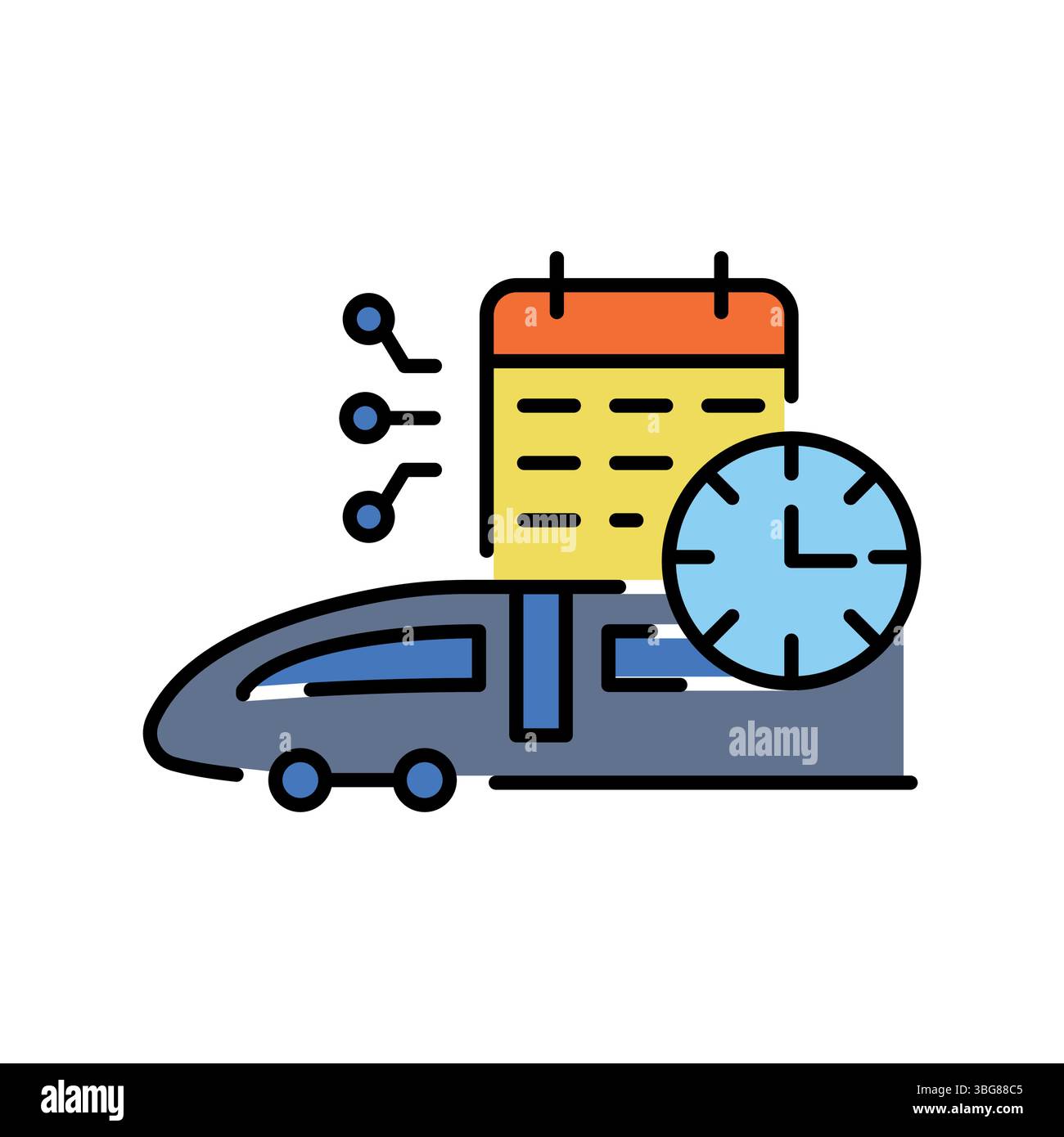 AI enhanced railway scheduling color line icon for digital and print projects.  Minimal clean icons for apps and websites. Modern simple icons for UI Stock Vector