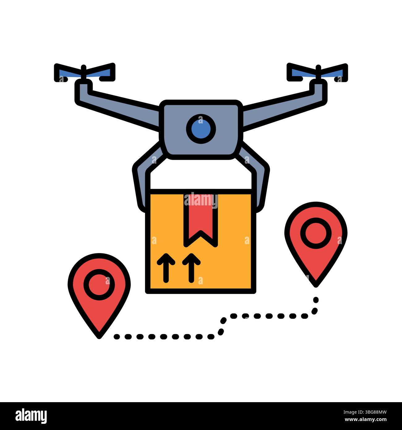 Drone based delivery systems color flat icon for digital and print ...