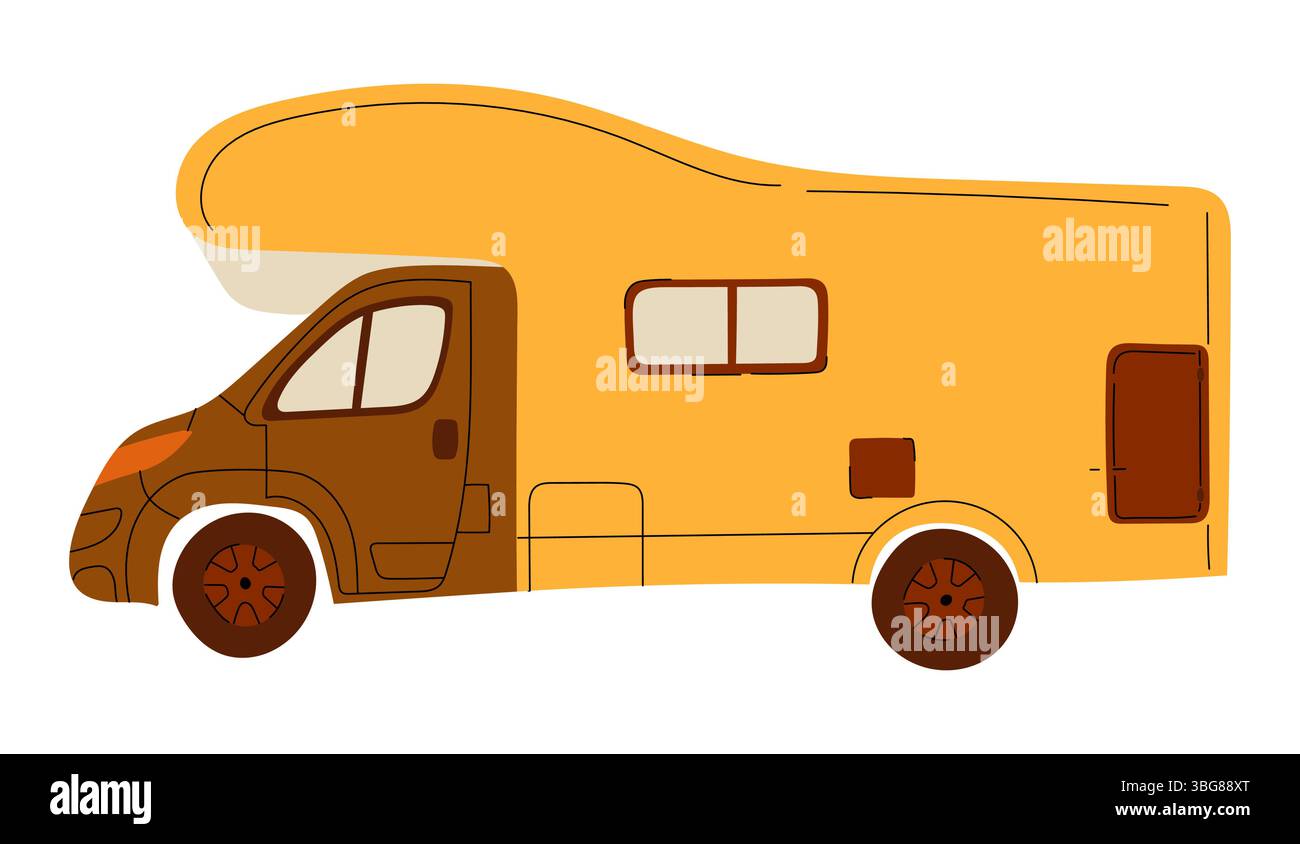Modern motorhome camper van in yellow and brown Stock Vector Image ...
