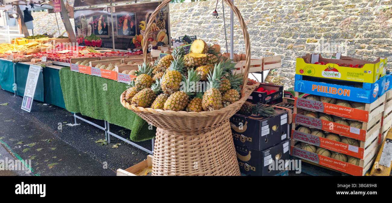 Market Amboise, France - 23.5.2025: Outdoor Market Stall with ...