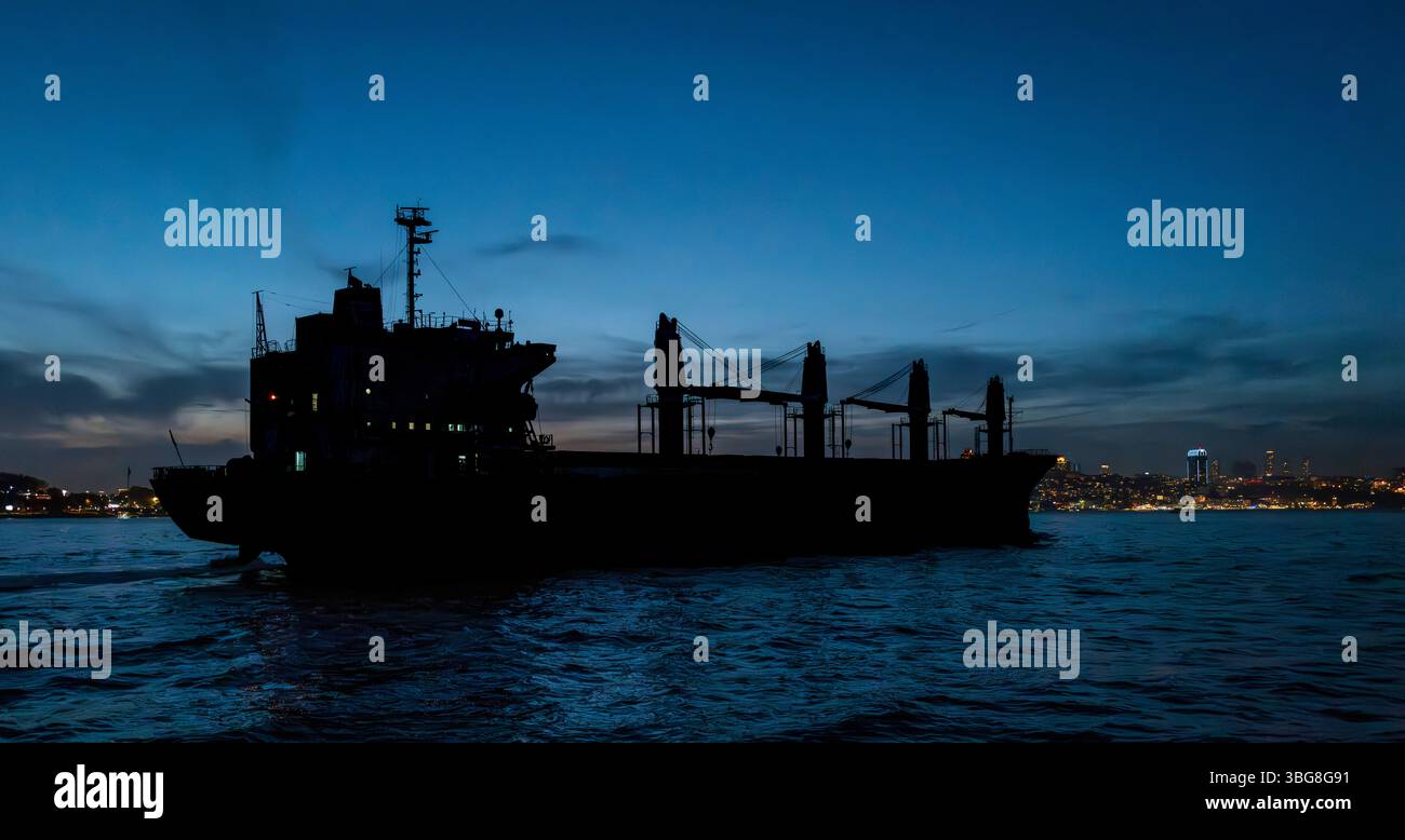 Shipper Way A cargo ship makes its way up the Bosphorus Strait, Istanbul, Turkey ...
