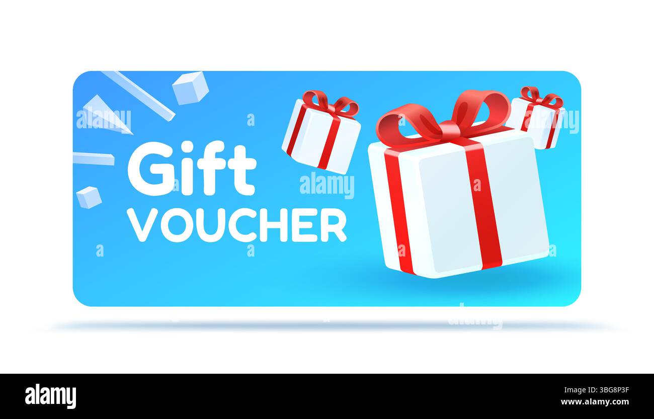Present Check Gift voucher, check and gift box. Sale banner and poster. Vector Stock ...