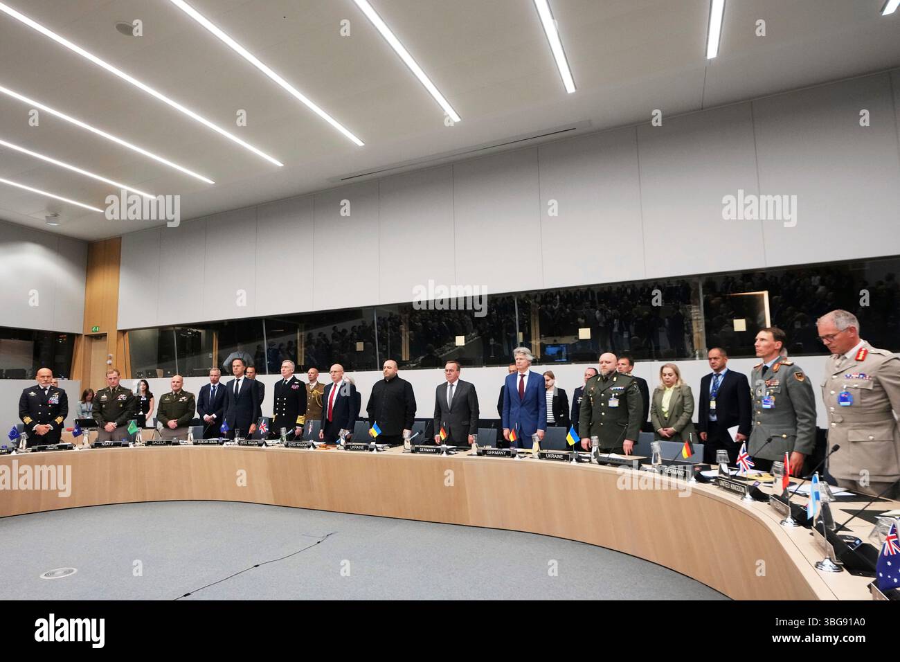 Rustem Stand Ukraine's Defense Minister Rustem Umerov, center, stands with NATO ...