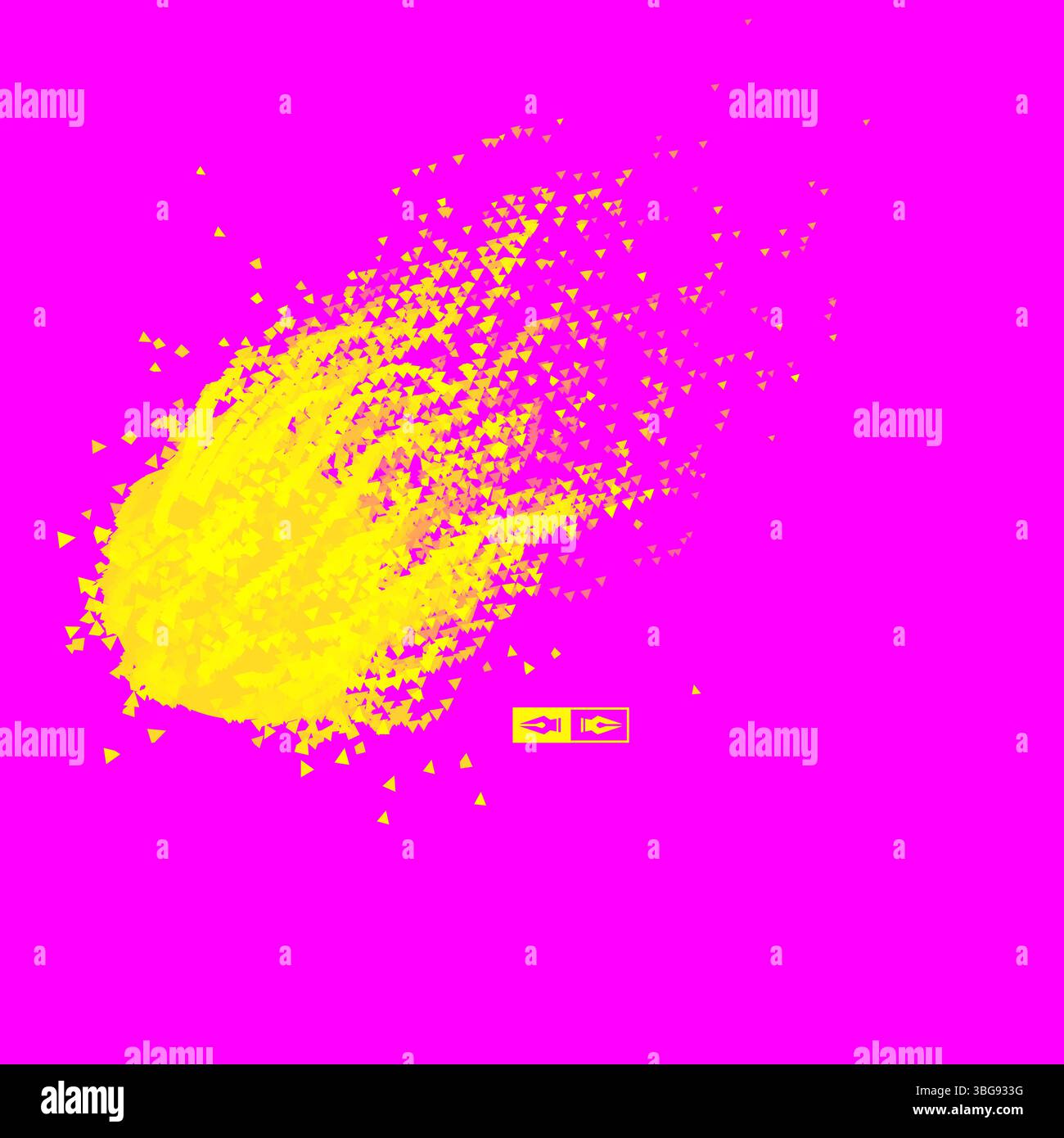 Flying meteor. Cosmic object. Array with dynamic emitted particles. Futuristic design. Abstract background. 3D Vector illustration. Stock Vector