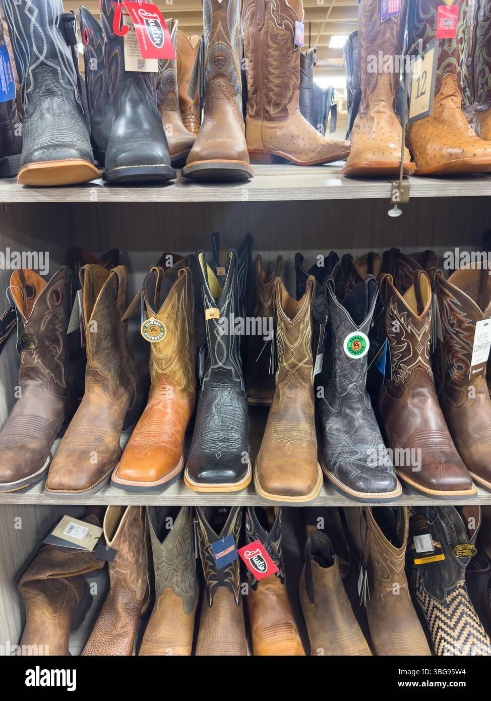 01 JUNE 2025 - Austin, TX, USA - A row of traditional authentic cowboy ...