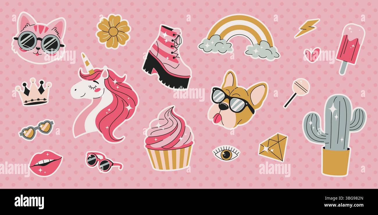 Cute girl collage element Stock Vector Images - Alamy