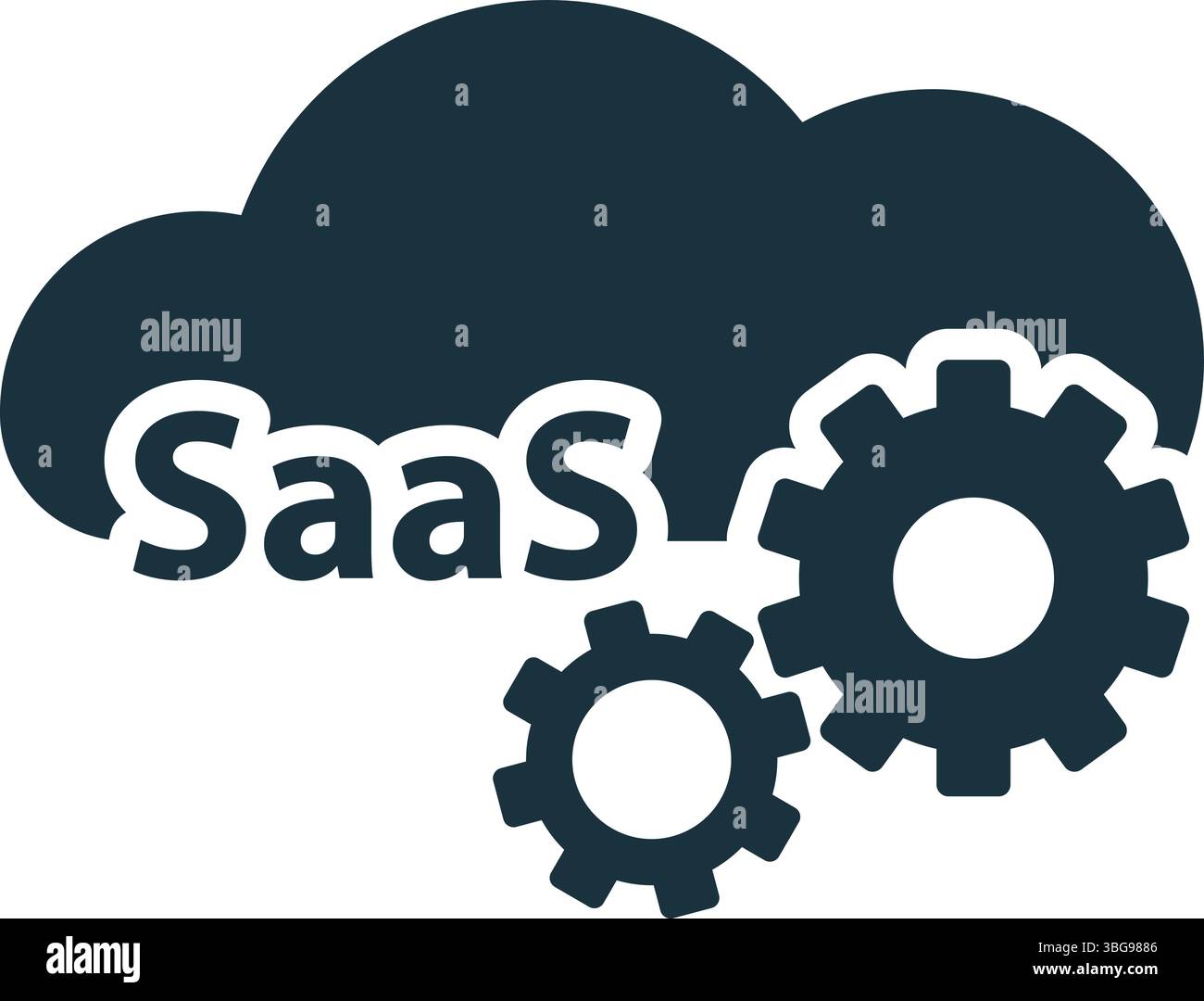 Saas - software as a service - cloud computing concept with gears working Stock Vector