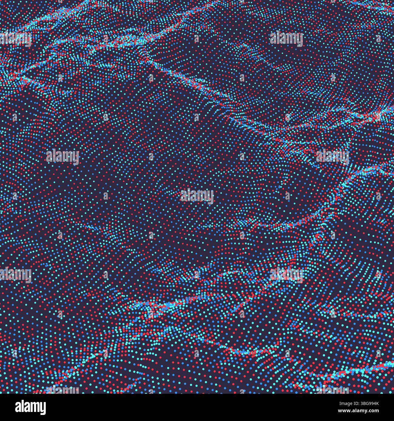 3D grid surface with particles. Futuristic technology style. Abstract ...