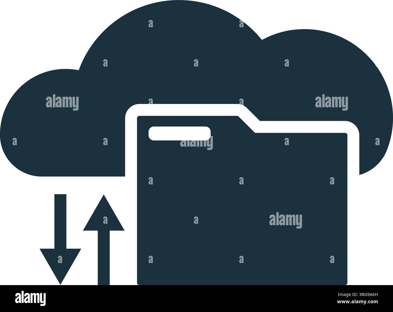 Folder transferring data to and from cloud computing, uploading and downloading files Stock Vector