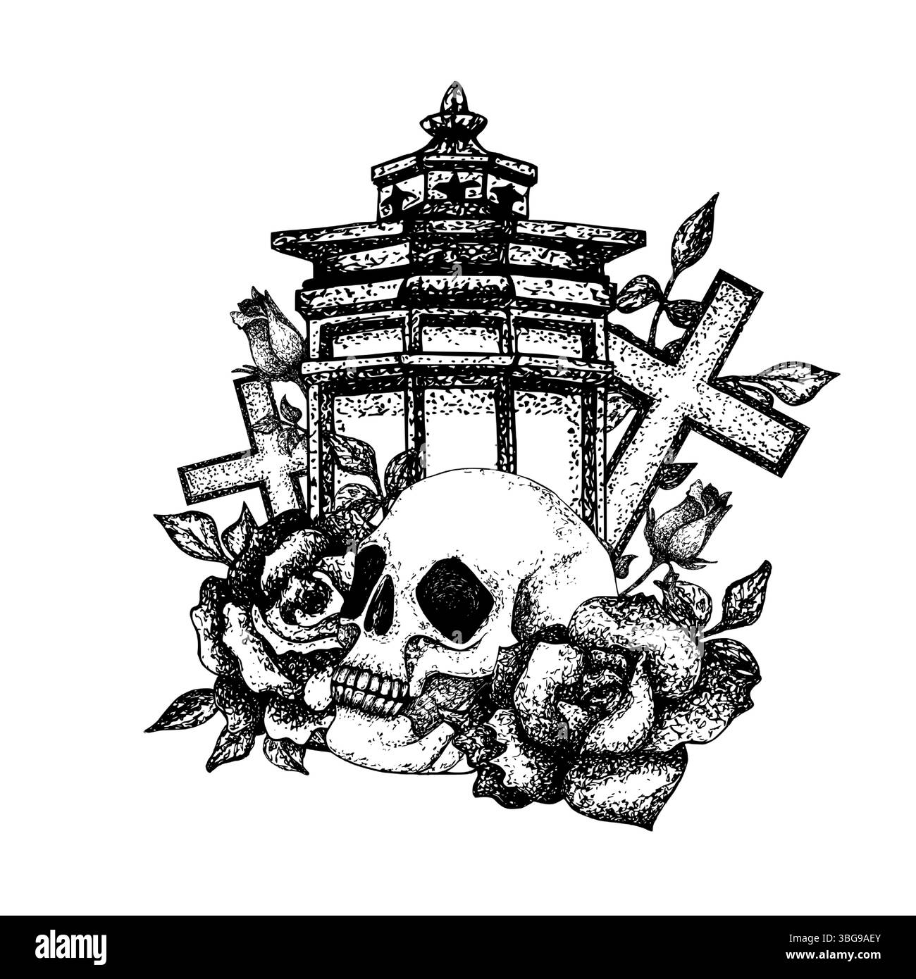 Roses and crosses Cut Out Stock Images & Pictures - Alamy