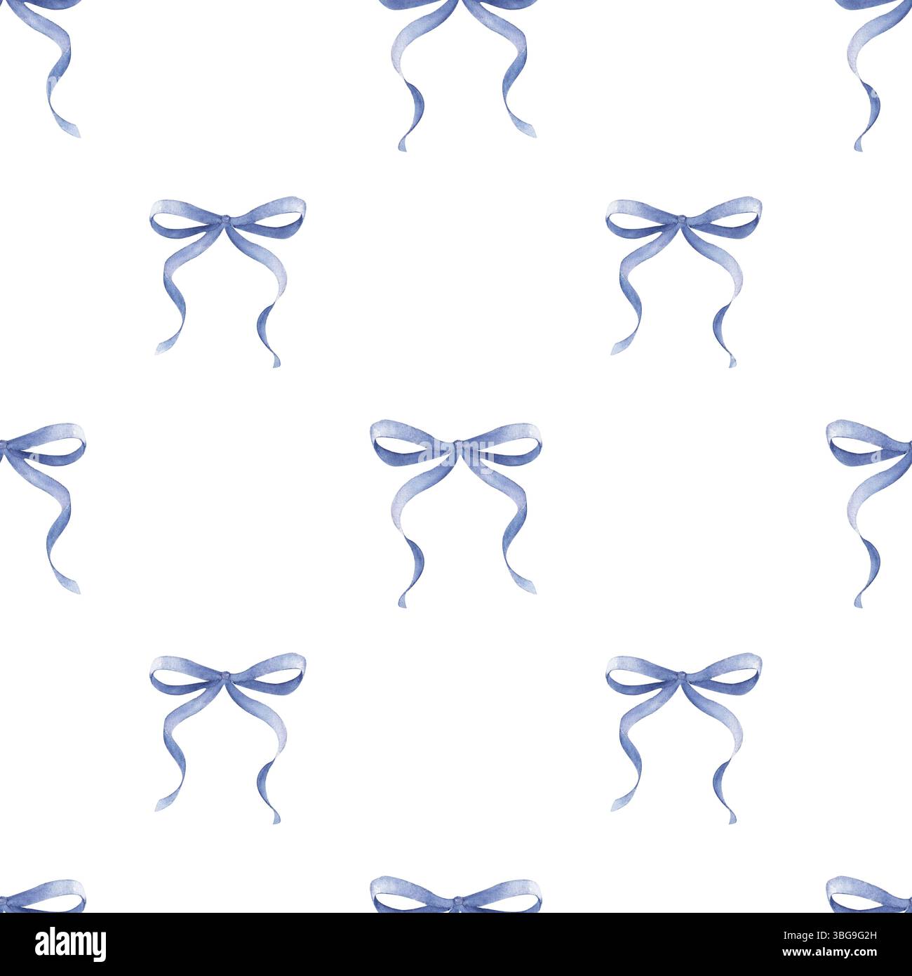 Soft blue watercolor coquette bow. Pastel blue ribbon seamless pattern ...