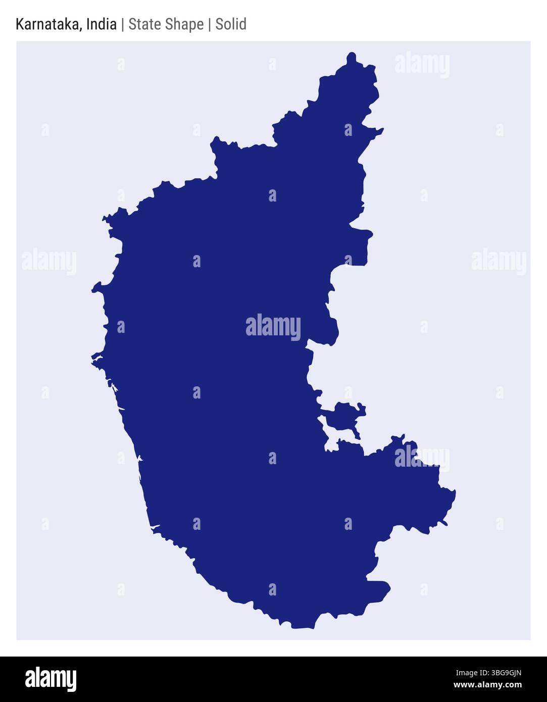 Karnataka, India. Simple vector map. State shape. Solid style. Border of Karnataka. Vector illustration. Stock Vector