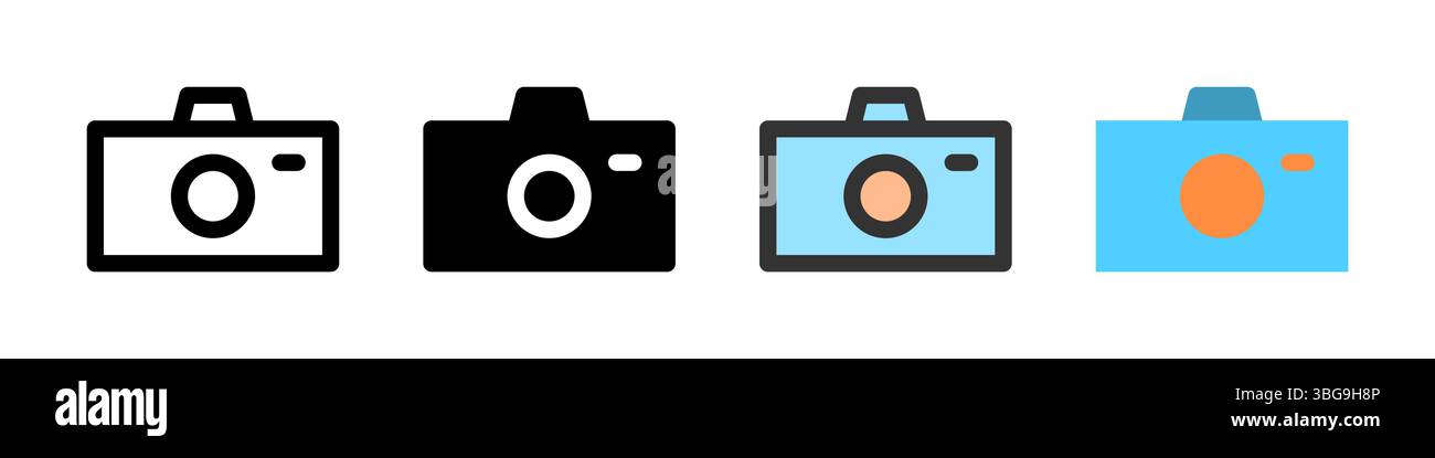 Icon set for camera. Great for photography apps or media interfaces. Stock Vector