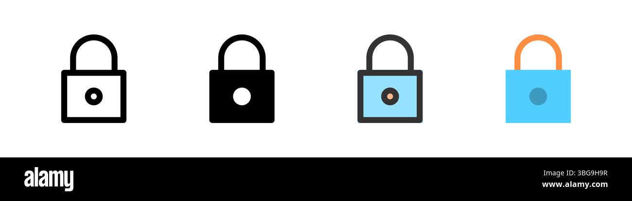 Icon set for lock. Ideal for security apps or privacy interfaces. Stock Vector
