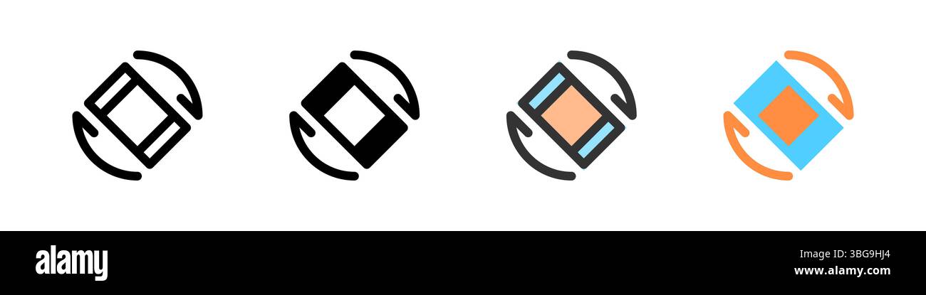 Icon set for rotate orientation. Ideal for apps or screen settings. Stock Vector