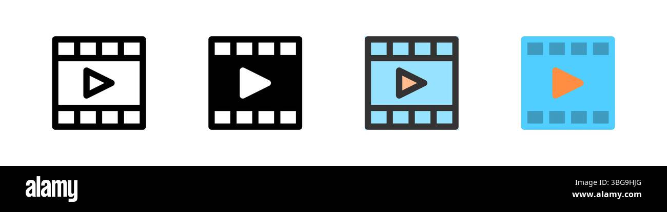 Icon set for video. Great for media apps or streaming platforms. Stock Vector