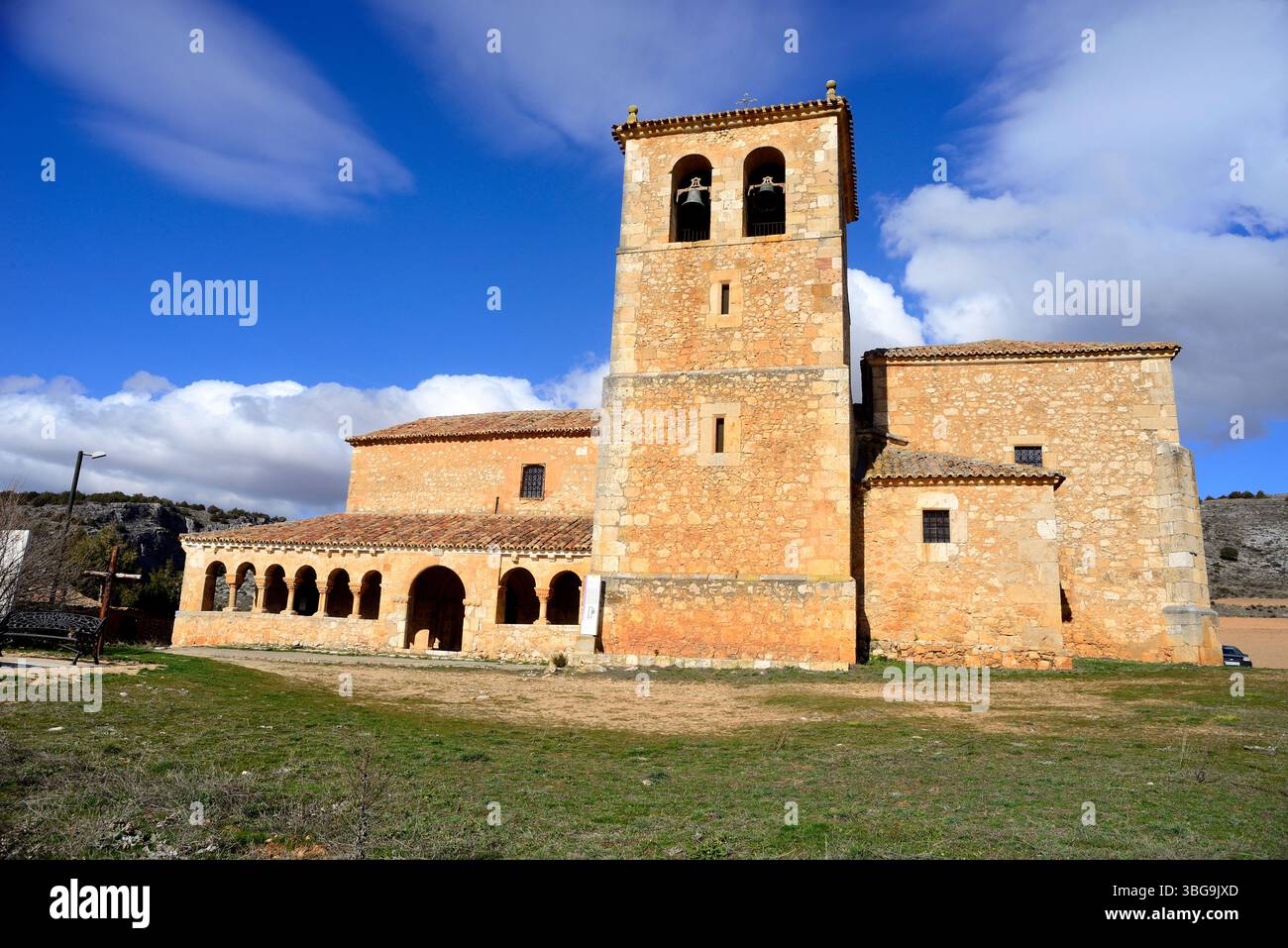 Romanesque church of San Miguel Arcangel in Andaluz, Soria, Spain Stock Photo