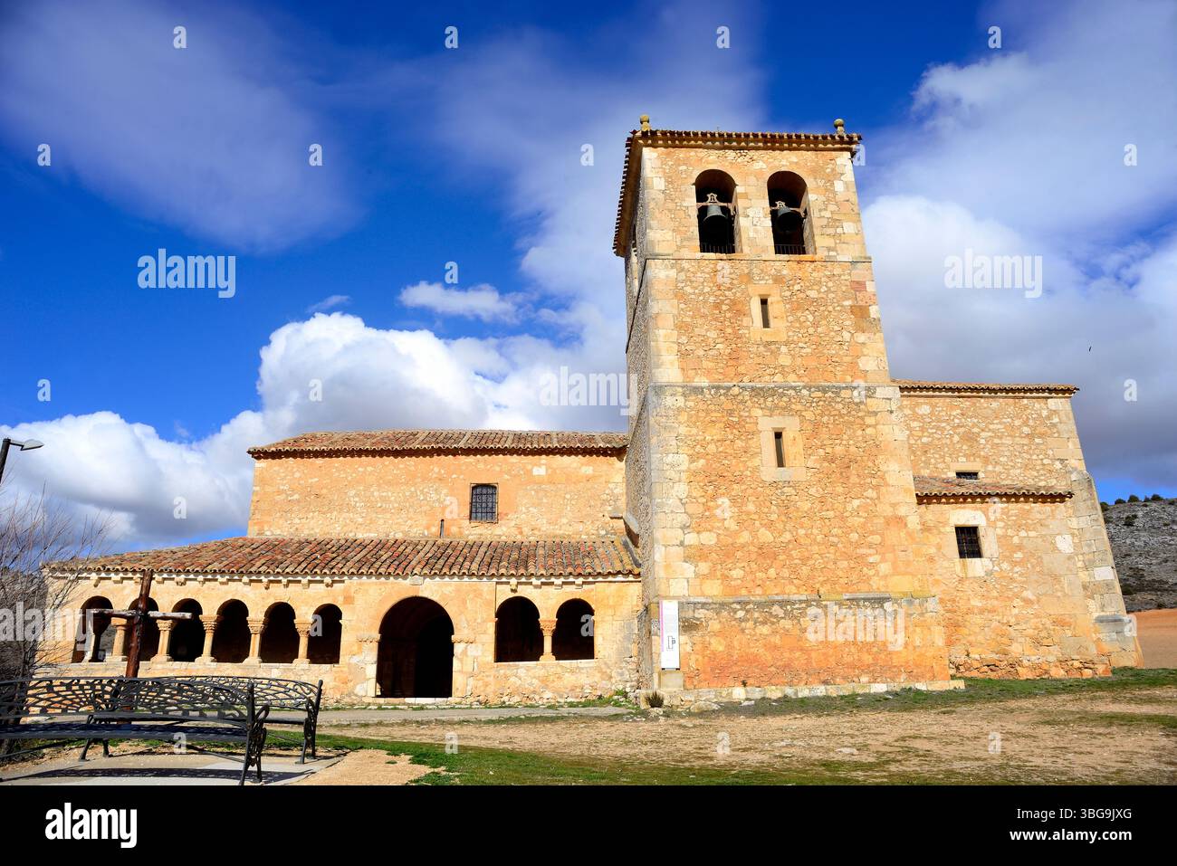 Romanesque church of San Miguel Arcangel in Andaluz, Soria, Spain Stock Photo