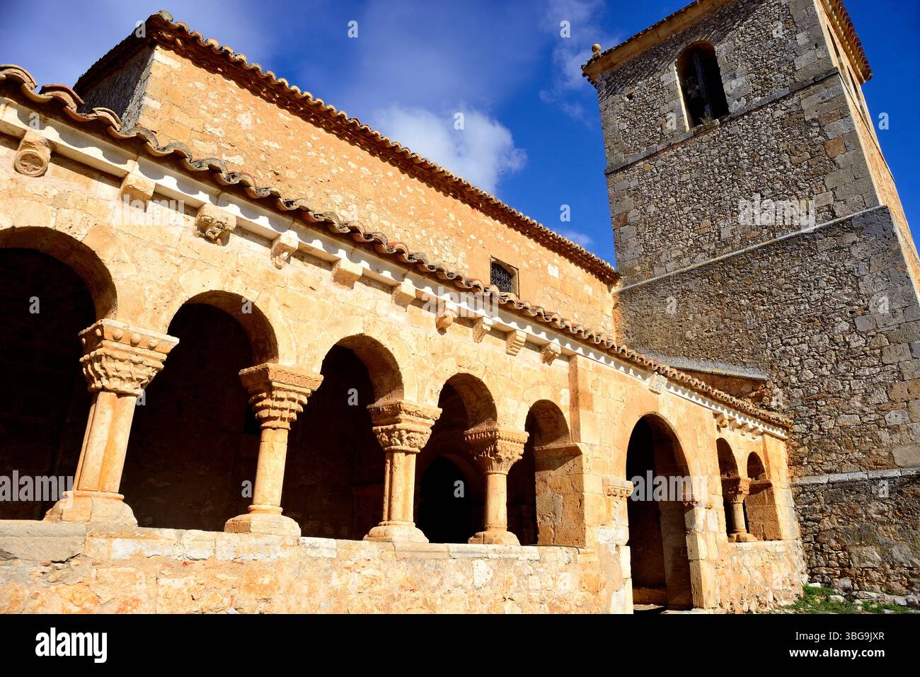 Romanesque church of San Miguel Arcangel in Andaluz, Soria, Spain Stock Photo