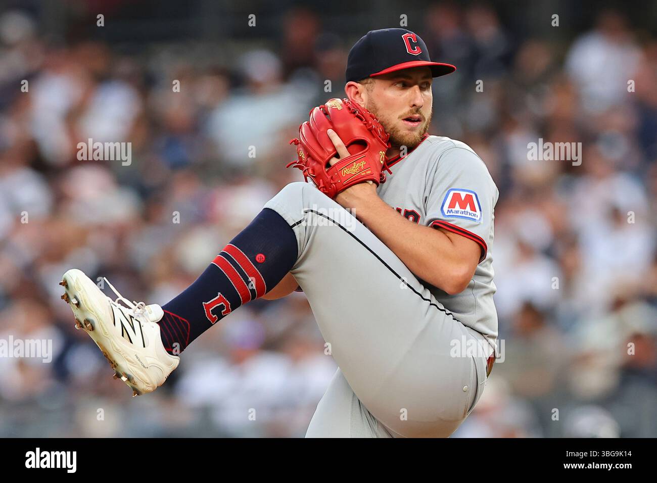 BRONX, NY - JUNE 03: Tanner Bibee #28 of the Cleveland Guardians ...