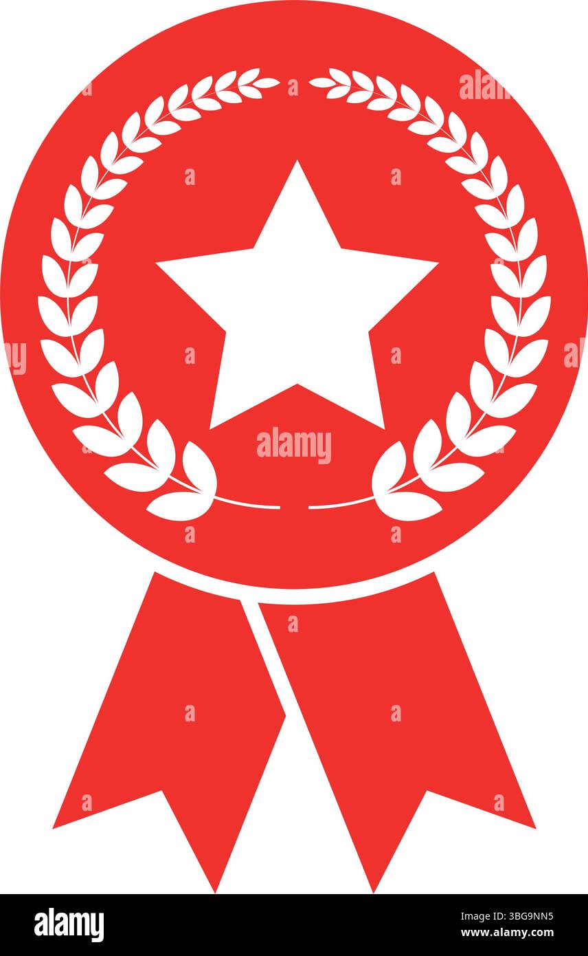 Minimalist award medal with red ribbon vector- reward badges vector ...