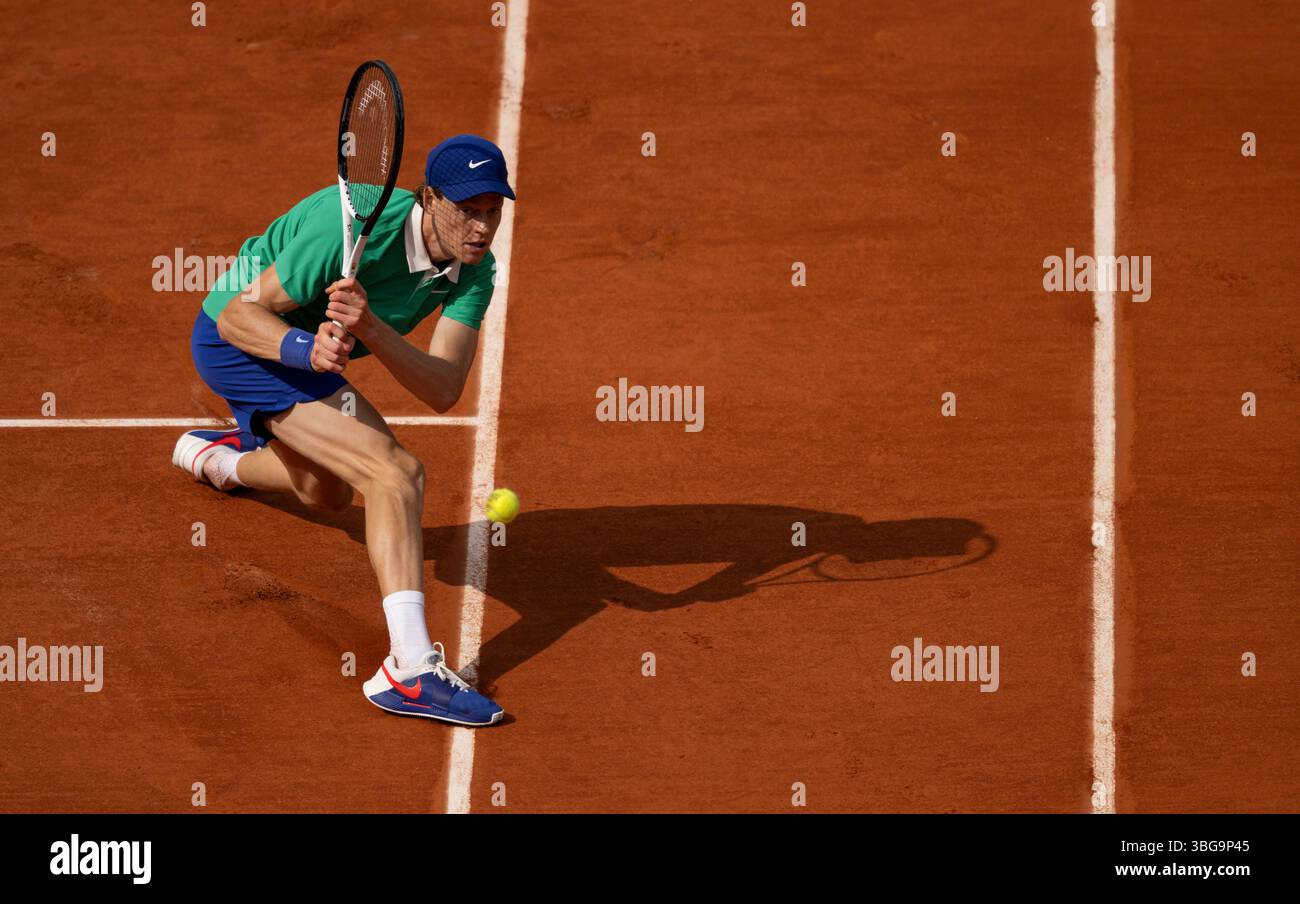 Jannik Sinner in action during his men's singles quarter final match