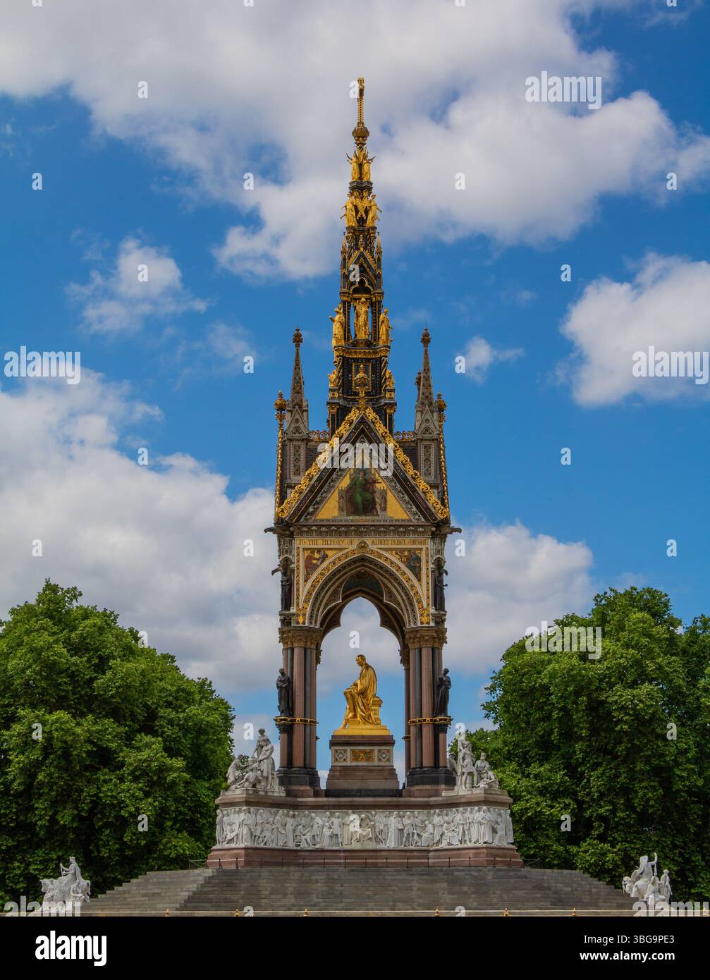 The Albert Memorial, Kensington Gardens, London in the summer. Stock Photo