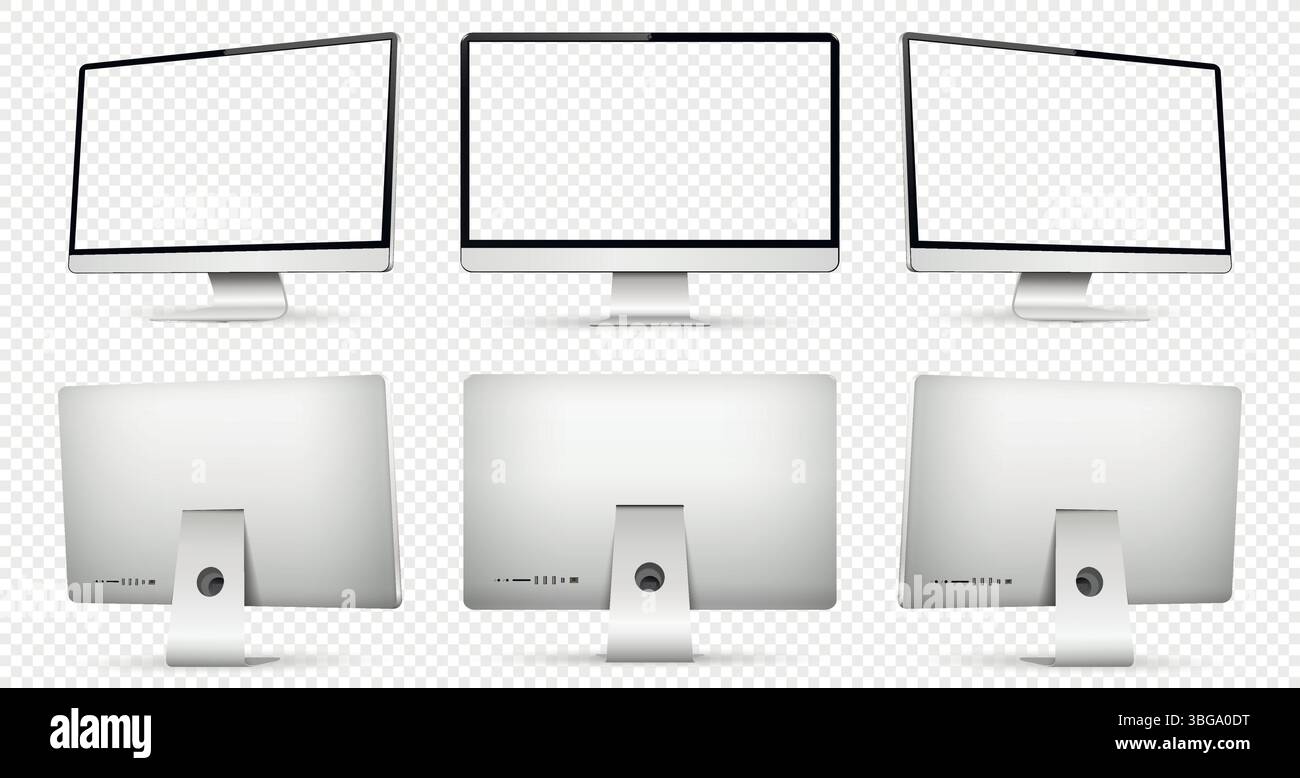 Realistic computer transparent screen mockup. Computer display front ...