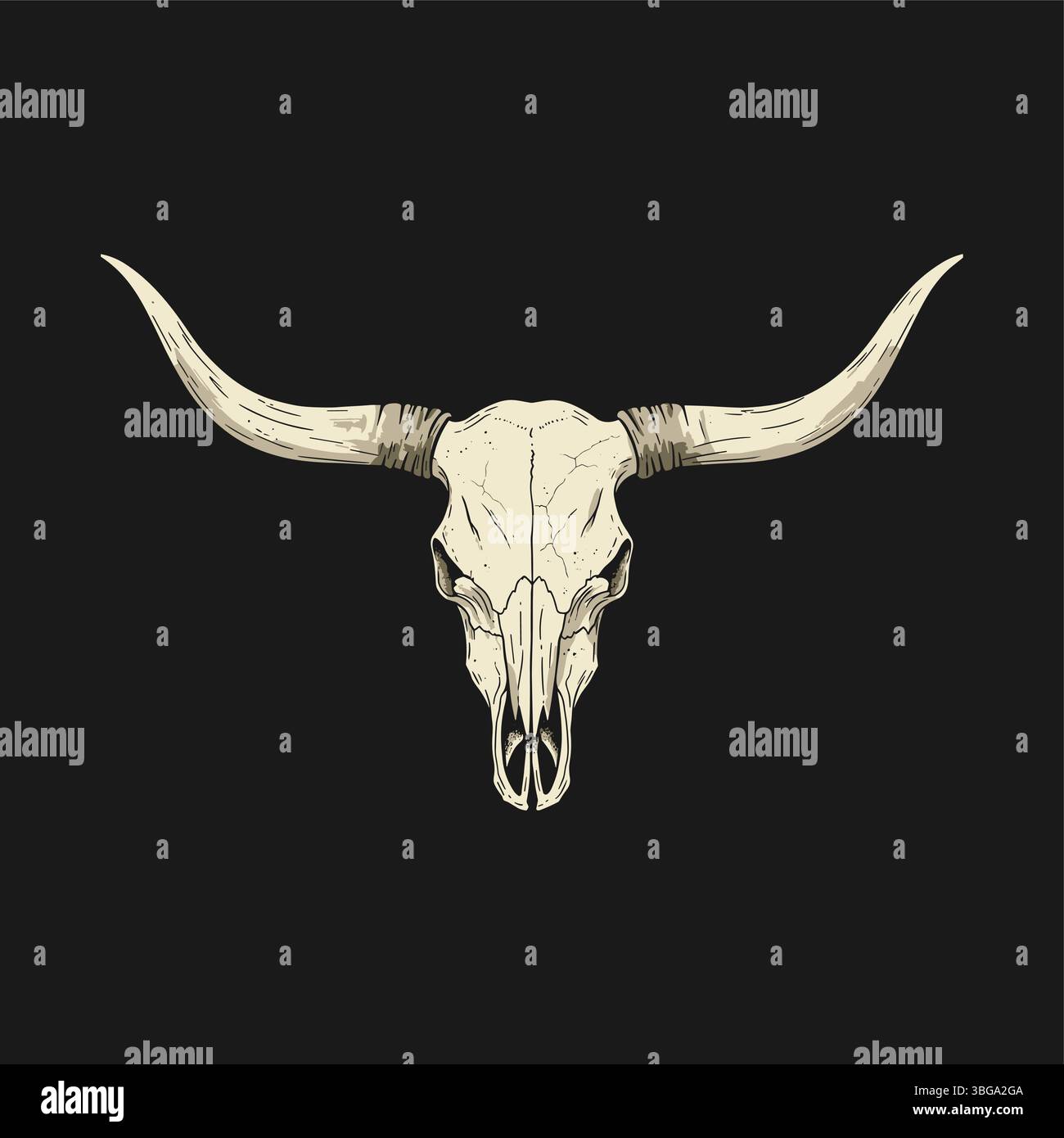 Hand drawn style bull skull vector illustration Stock Vector
