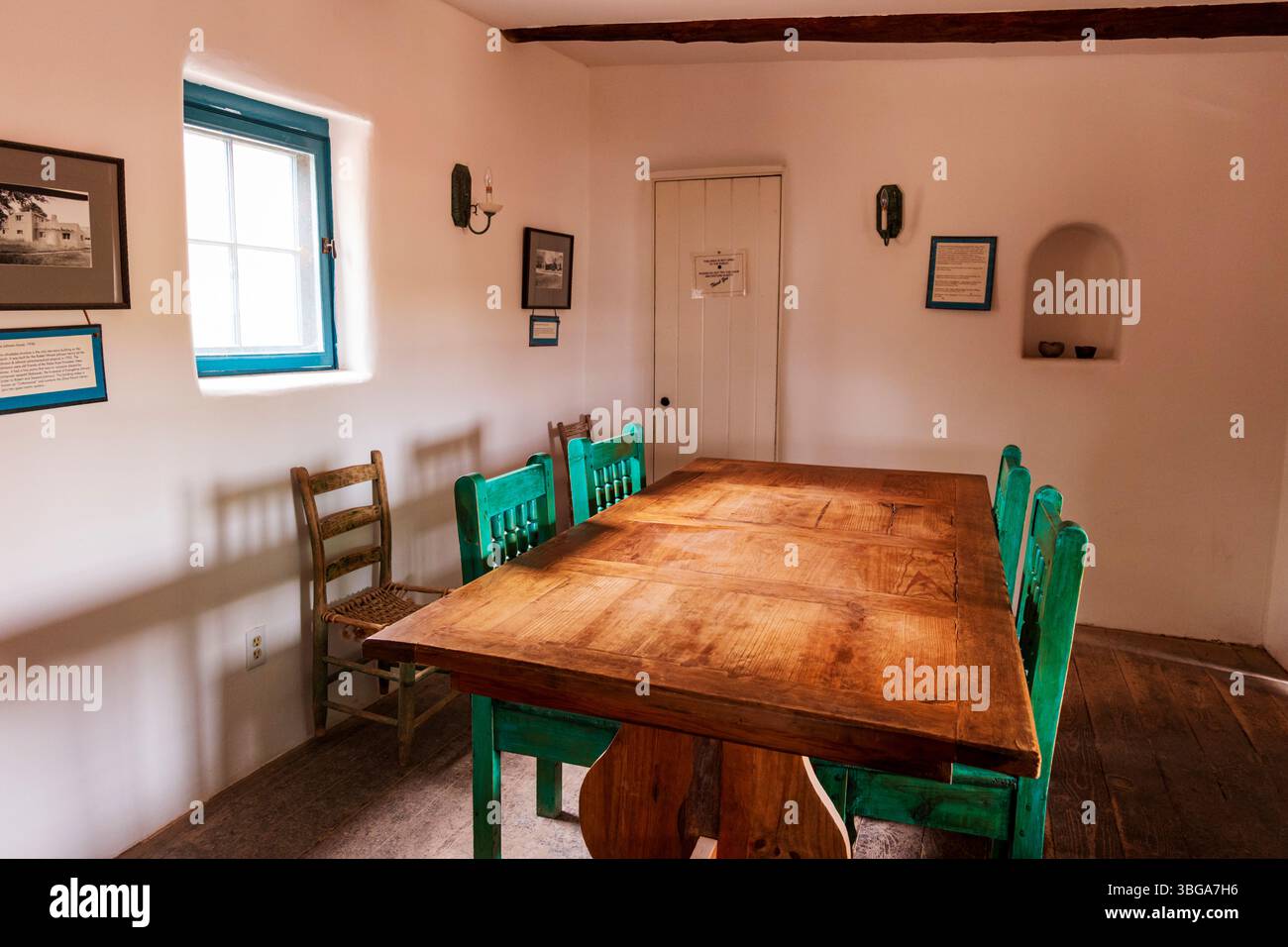 Interior view; dining room; Ghost House; Georgia O'Keefe's Ghost Ranch; Abiquiu; New Mexico; USA Stock Photo