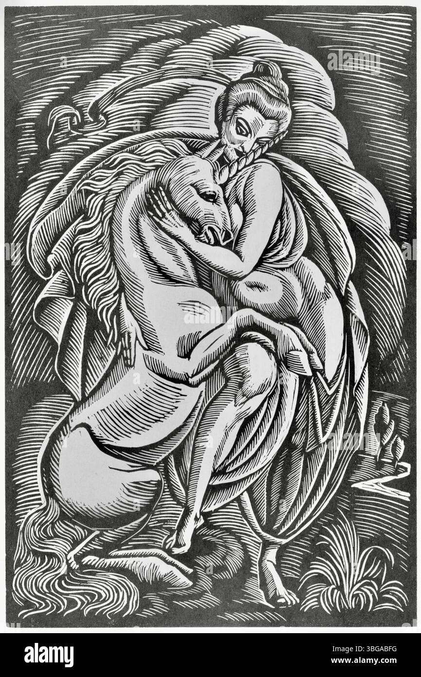 Wladyslaw Skoczylas - The Lany with a Unicorn - 1919 Stock Photo