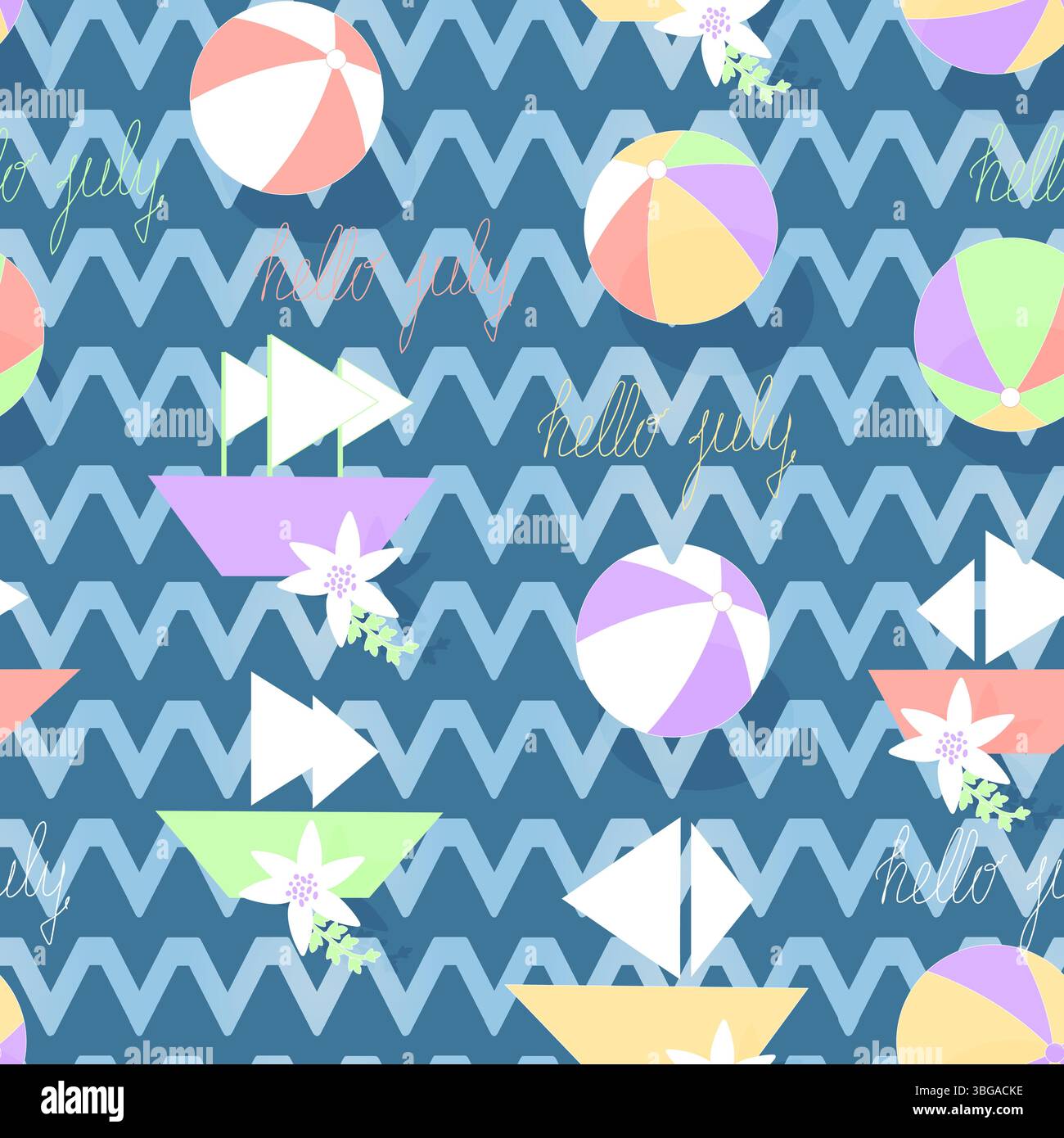 Seamless pattern without a background on a marine theme Stock Vector