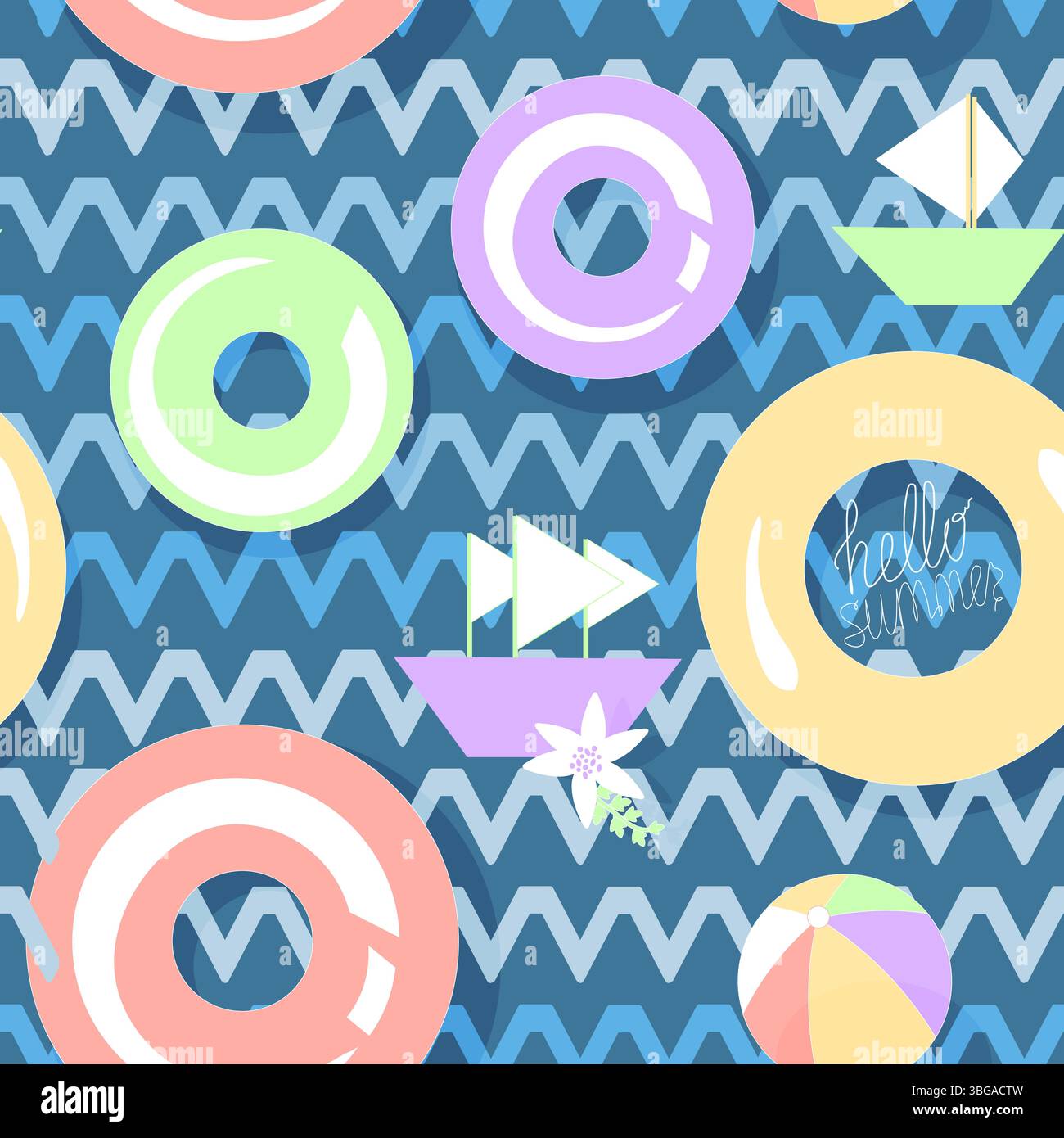 Seamless pattern without a background on a marine theme Stock Vector