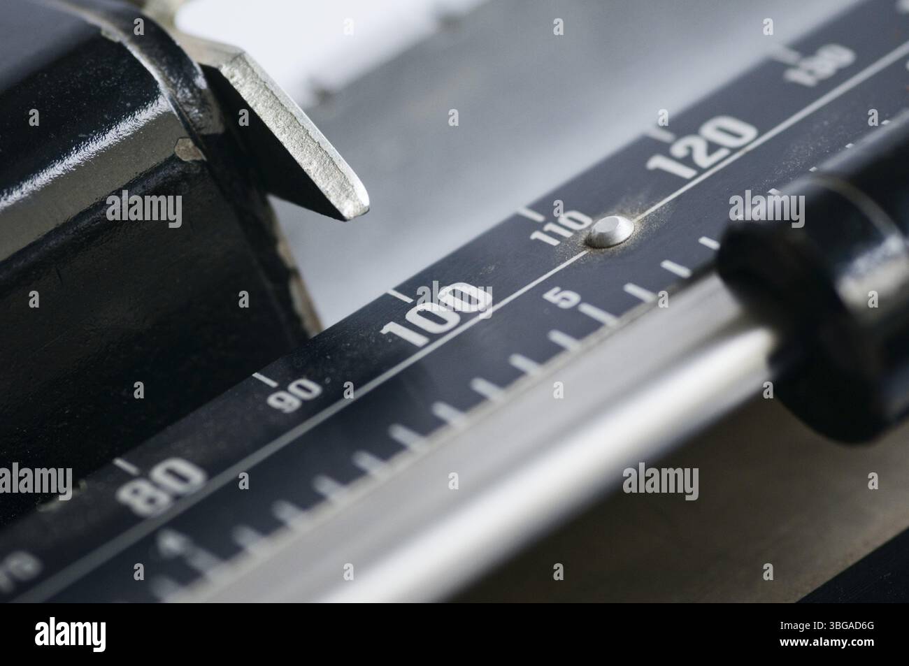 Close-up oblique view of the tare weights with weight display on a ...