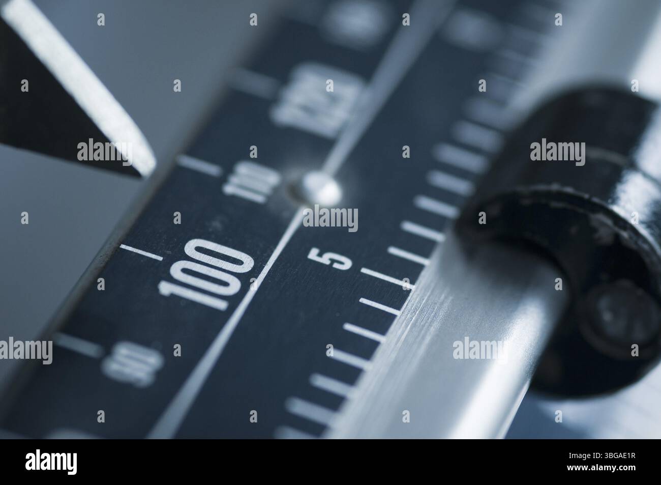 Close-up oblique view of the tare weights with weight display on a ...