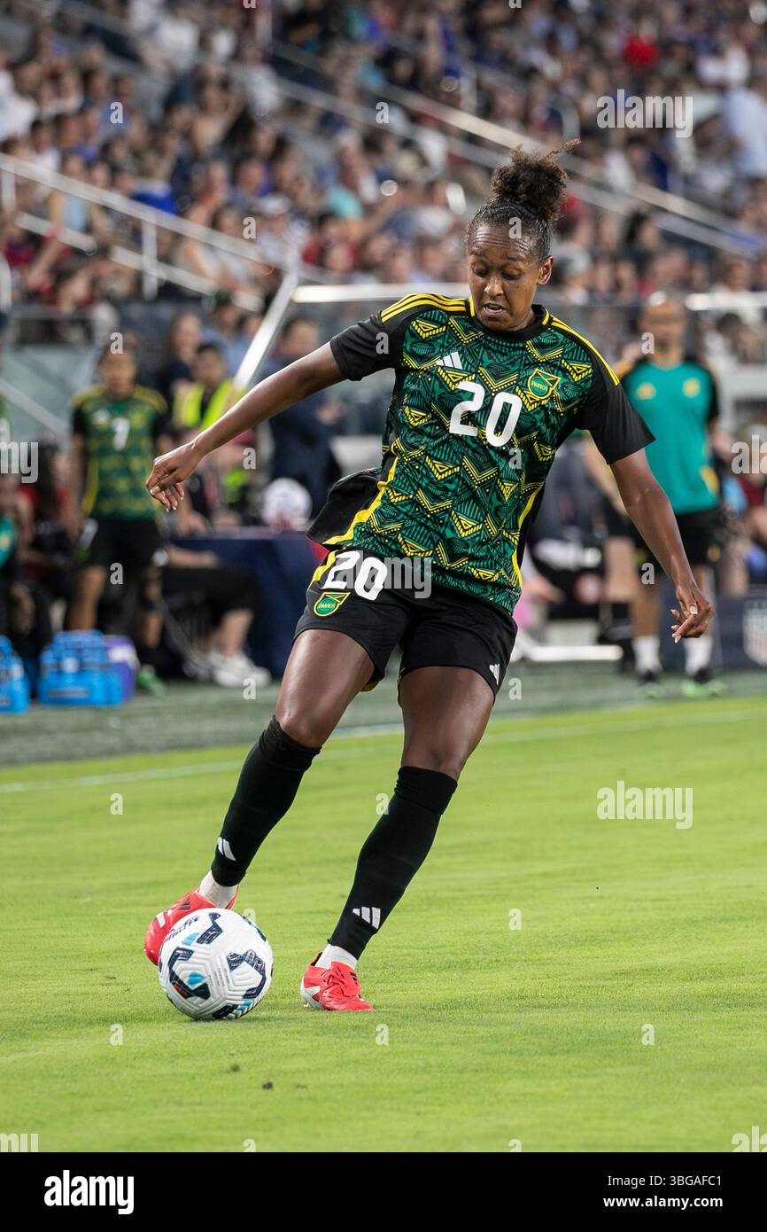 St. Louis, USA, 3rd June, 2025. Jamaica midfielder Atlanta Primus (20 ...