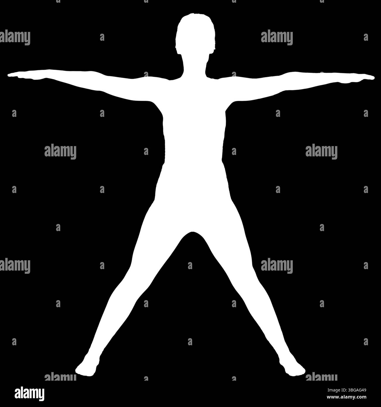 Negative silhouette of a female person in the basic yoga position, leg ...