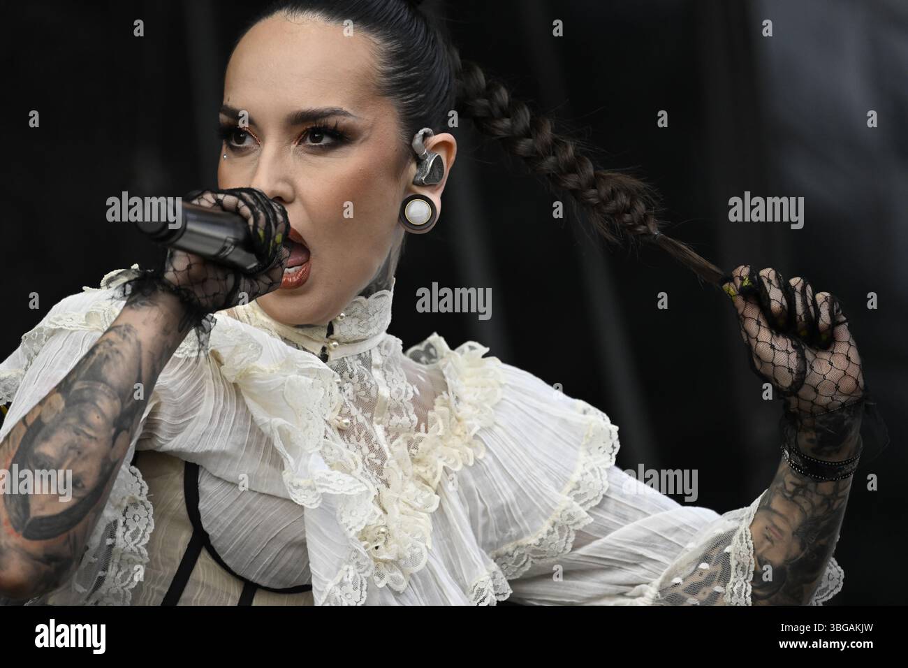 Solvesborg, Sweden. 4th June, 2025. Jinjer from Ukraine with singer ...