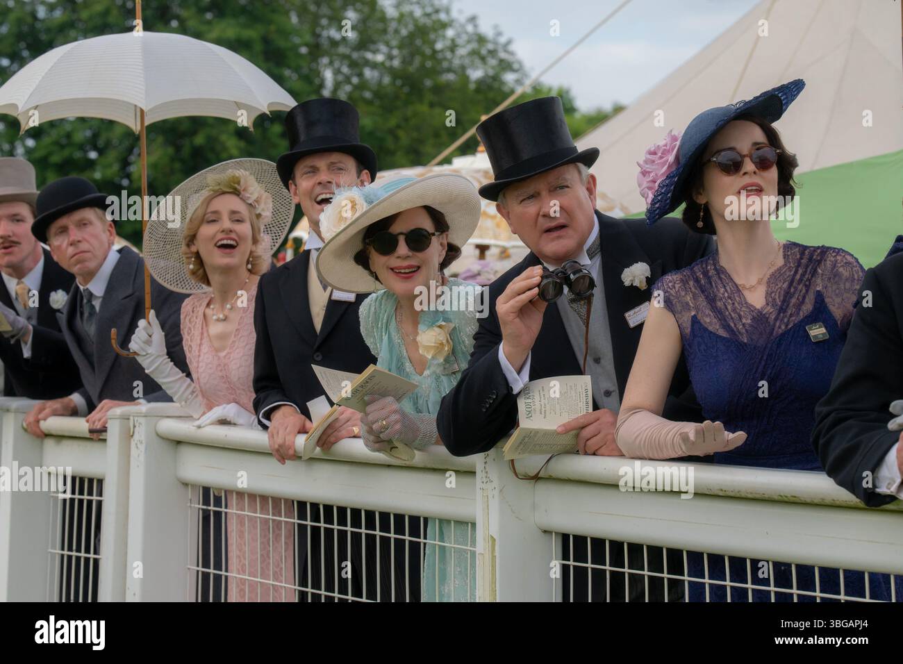 RELEASE DATE: September 12, 2025. TITLE: Downton Abbey: The Grand Finale. STUDIO: Focus Features. DIRECTOR: Simon Curtis. PLOT: Follows the Crawley family and their staff as they enter the 1930s. As the beloved cast of characters navigates how to lead Downton Abbey into the future, they must embrace change and welcome a new chapter. STARRING: (L to R) LAURA CARMICHAEL as Lady Edith, HARRY HADDEN-PATON as Bertie Hexham, ELIZABETH MCGOVERN as Cora Grantham, HUGH BONNEVILLE as Robert Grantham, MICHELLE DOCKERY as Lady Mary. (Credit Image: © Focus Features/Entertainment Pictures/ZUMAPRESS.com) EDI Stock Photo