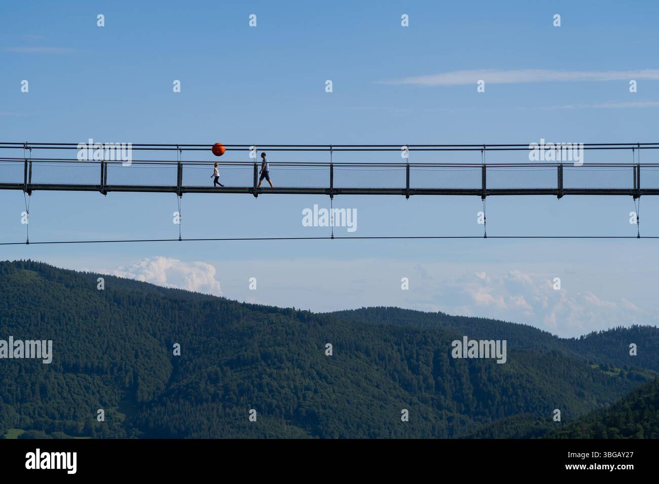 Father and Child on Todtnau Suspension Bridge Stock Photo