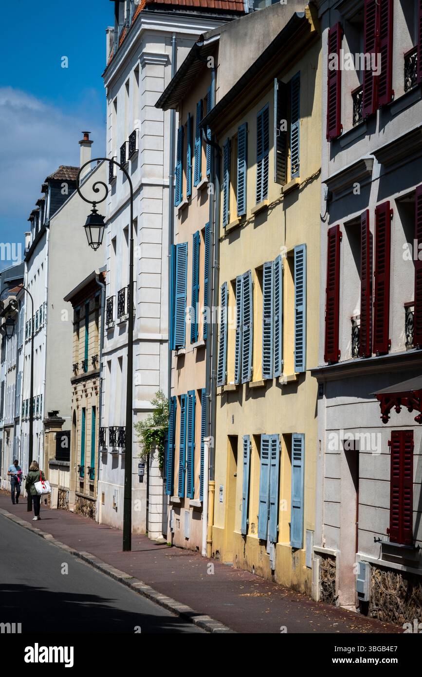 Street in Saint-Germain-en-Laye, Île-de-France, western suburb of Paris, France Stock Photo