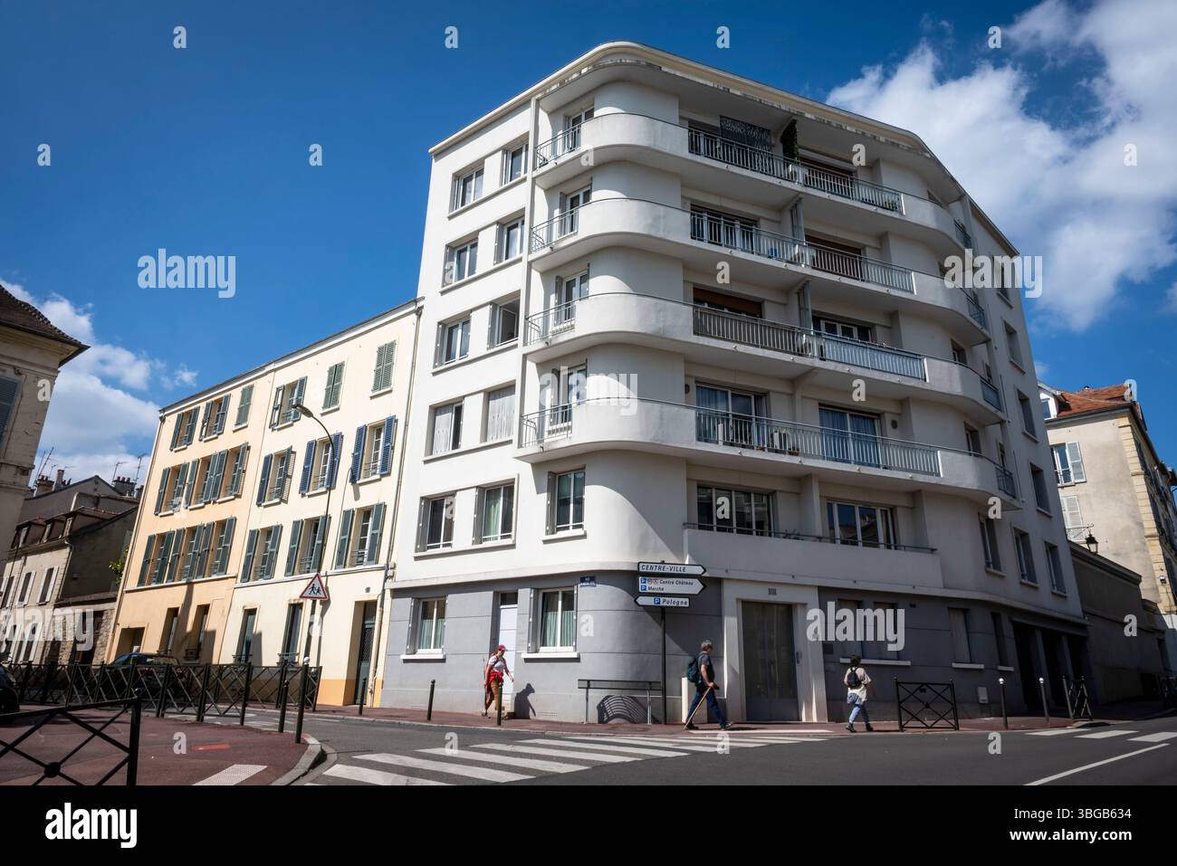 Street in Saint-Germain-en-Laye, Île-de-France, western suburb of Paris, France Stock Photo