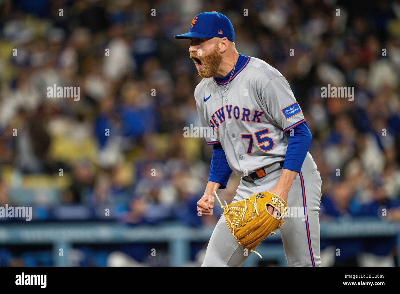 Garret Reed New York Mets pitcher Reed Garrett (75) reacts during a MLB game ...