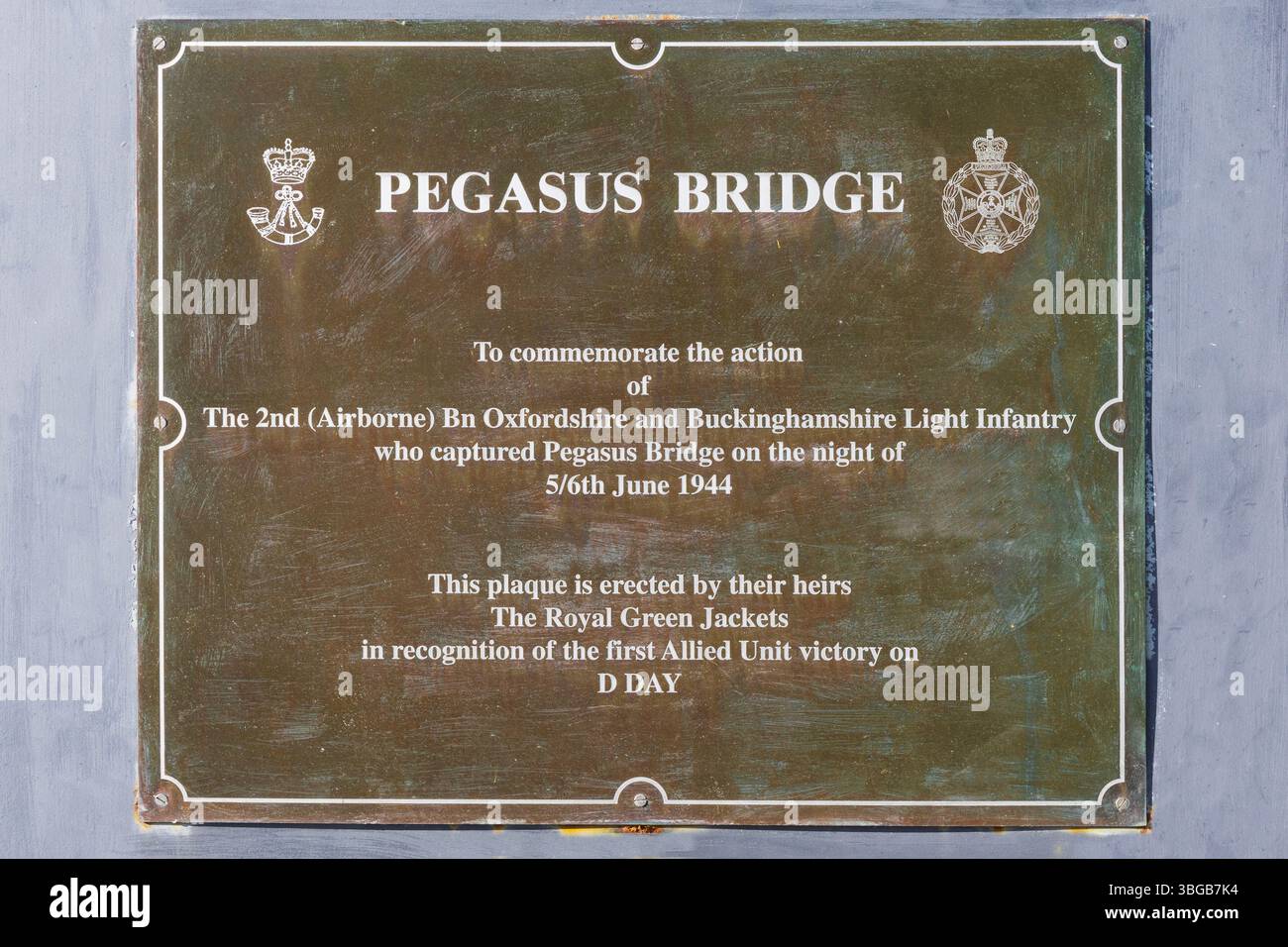Commemorative Plaque At The Pegasus Bridge which Was Captured During Commemorative Plaque At The Pegasus Bridge which Was Captured During