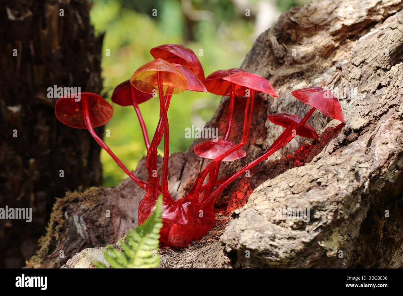 Mushrooms Made From Recycled Plastic Materials In The Exhibition