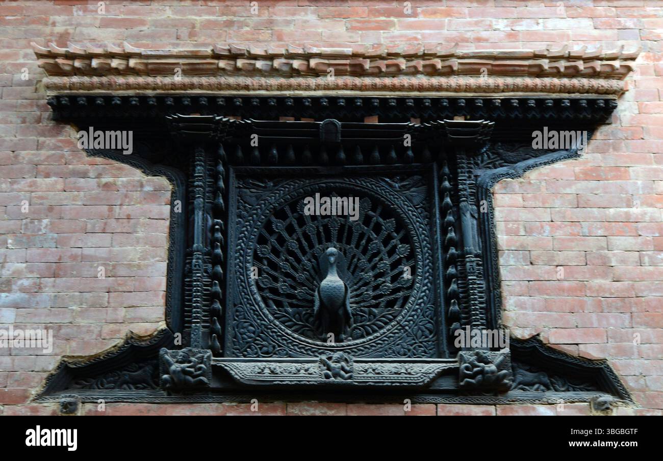 The wooden peacock window in Bhaktapur, Nepal Stock Photo - Alamy