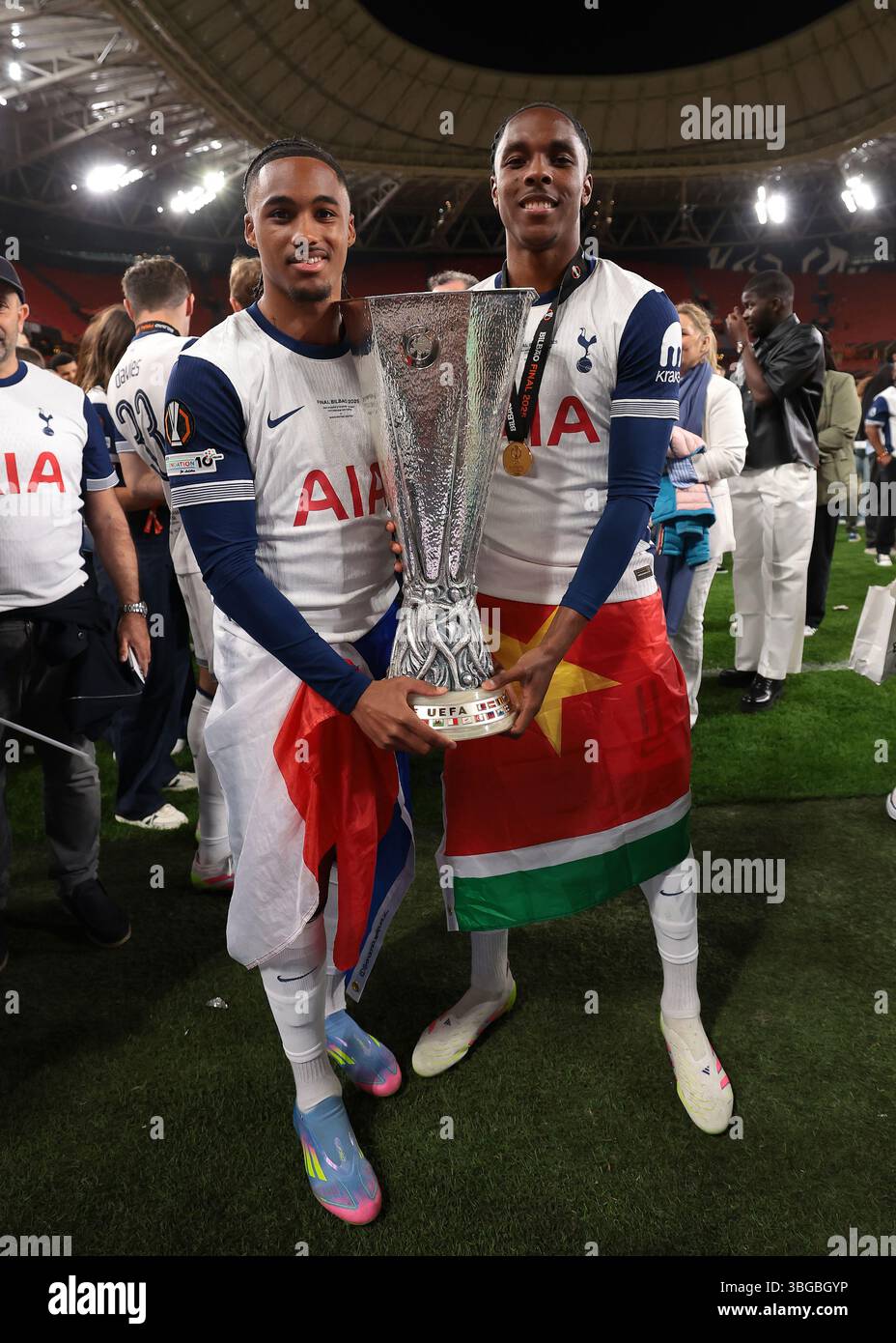 Bilbao Spain 21st May 2025 Wilson Odobert And Mathys Tel Of bilbao-spain-21st-may-2025-wilson-odobert-and-mathys-tel-of