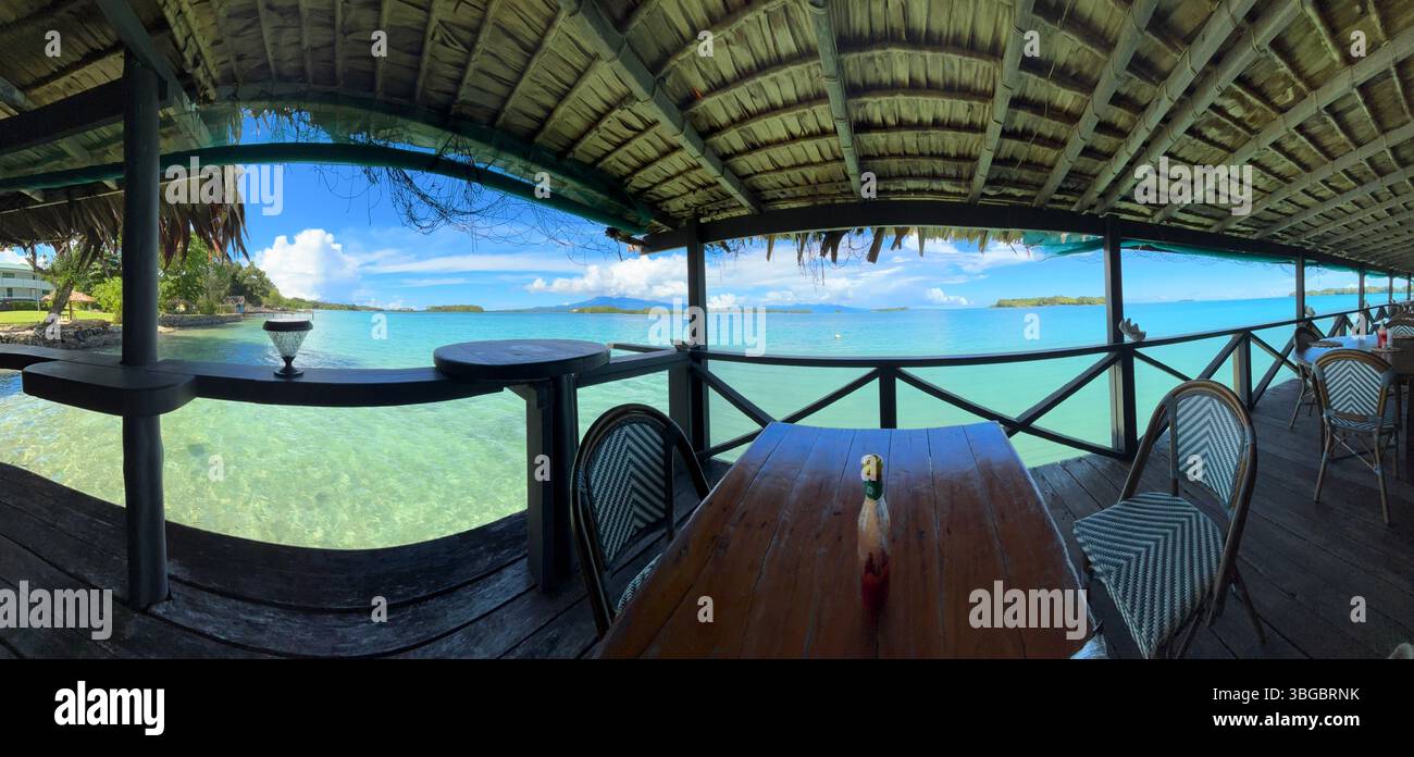 View from Agnes Gateway Lodge, Munda, Western Province, Solomon Islands. No PR - Smartphone Captured Stock Image