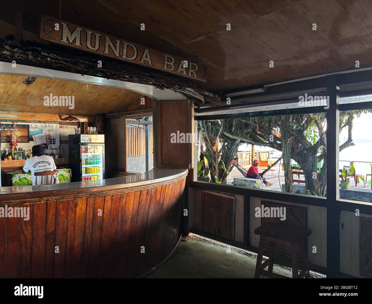 Bar at Agnes Gateway Hotel, Munda, New Georgia, Western Province, Solomon Islands. No MR or PR - Smartphone Captured Stock Image